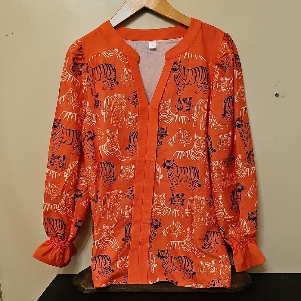 Orange Clemson Tiger Print Women's Top